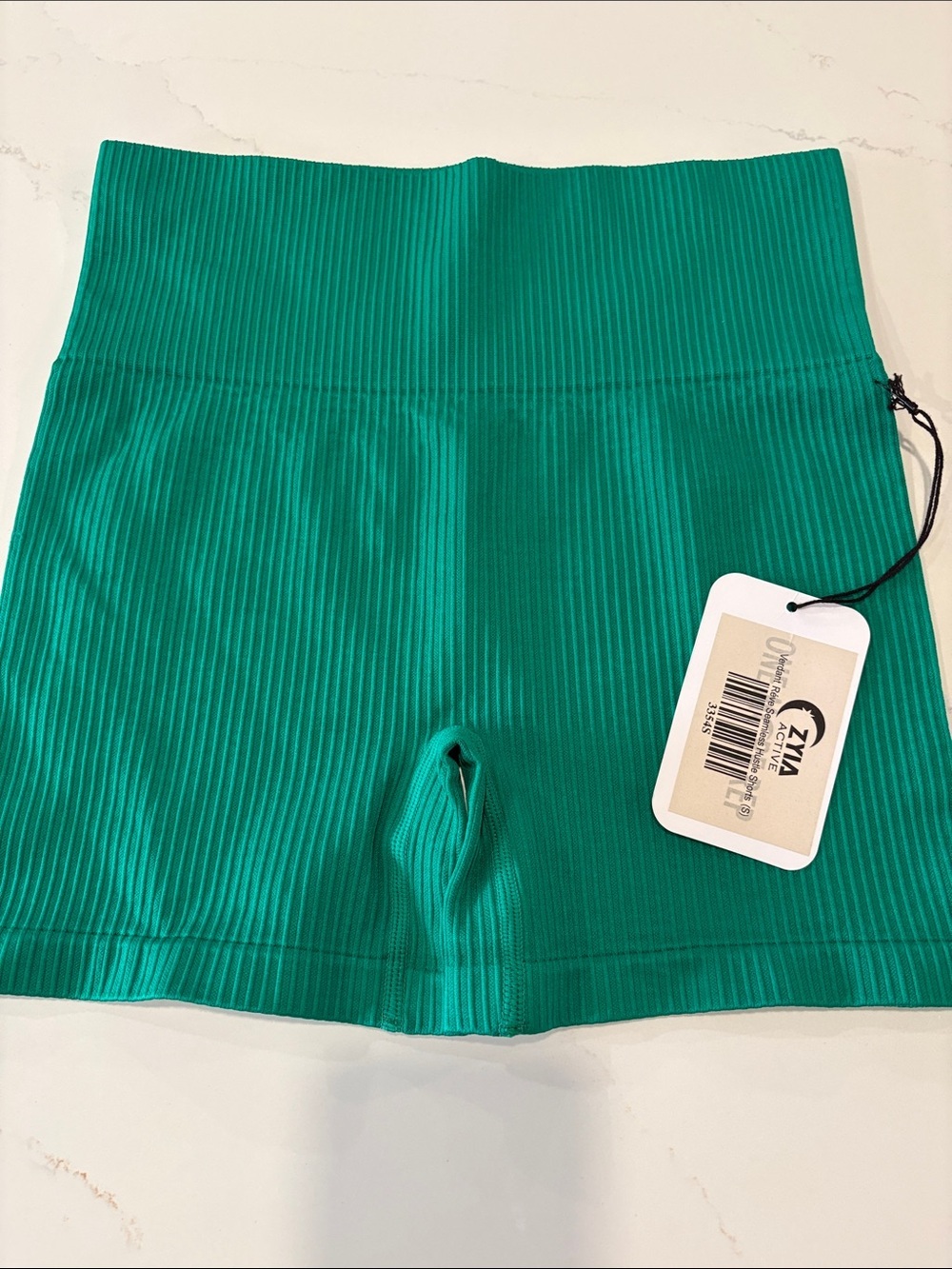 NWT Zyia Active Ribbed High-Waist Bike Shorts - Teal Green Size Small